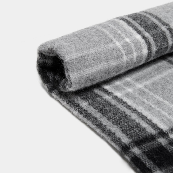 ZARA Women's Plaid Scarf:Grey - Picture 3 of 6